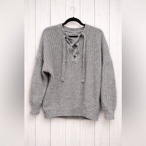 Aerie Gray V-Neck Sweater
